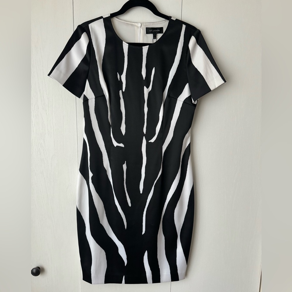 NWT ST. JOHN Animal Print Satin Dress Size 6